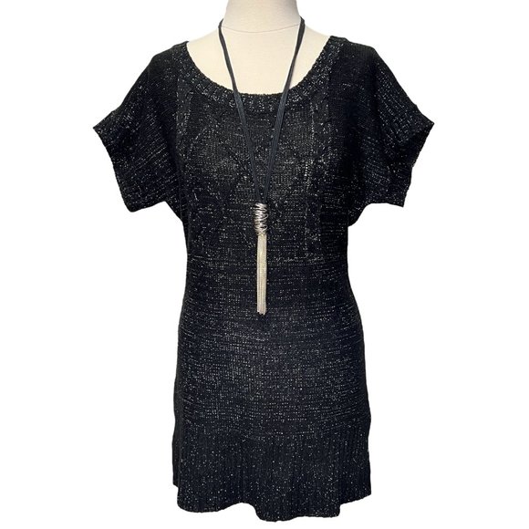 lei Dresses & Skirts - Black and silver knit minidress